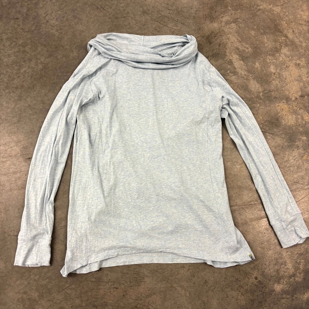Tasc Performance Womens XL Bamboo Hoodie Blue Heather Cowl Neck Thumbholes
